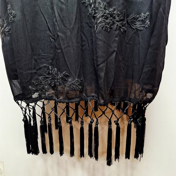 Lulus Fun Affair Floral Embroidered Tassel Midi Wrap Dress Large Whimsigoth - Picture 7 of 13